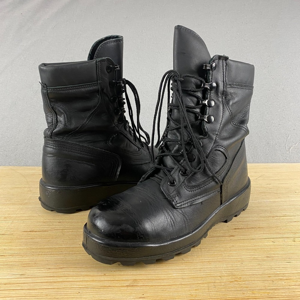 McRae Navy Steel Toe Combat Boots Mens 6.5 R Black Leather ASTM Shoes 9052